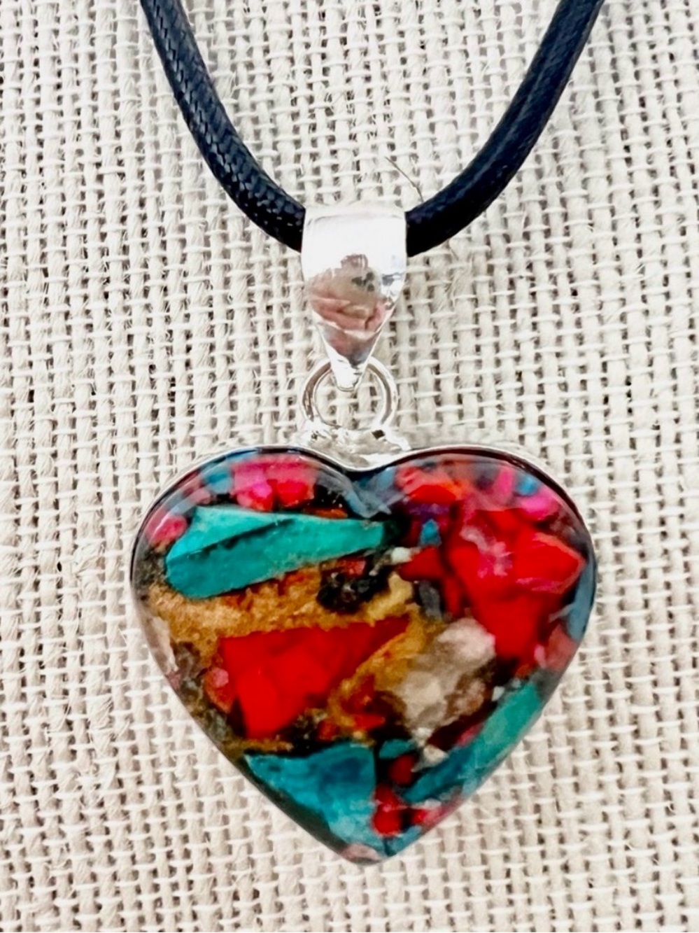 925 Stainless Steel oyster cooper turquoise necklace womens jewelry - Picture 2 of 9